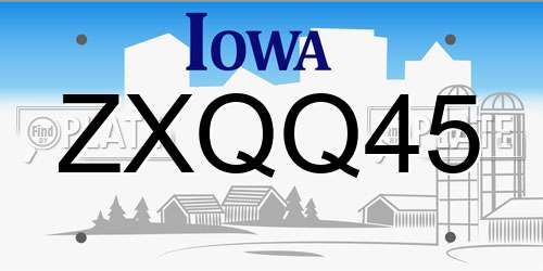 ZXQQ45 Iowa License Plate