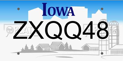 ZXQQ48 Iowa License Plate