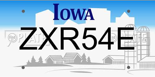 ZXR54E Iowa License Plate