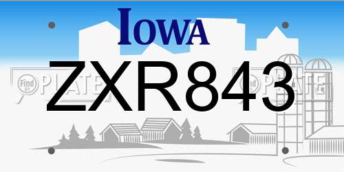 ZXR843 Iowa License Plate