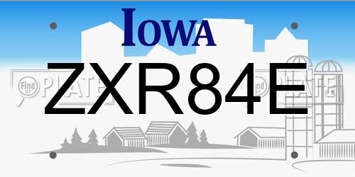 ZXR84E Iowa License Plate