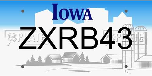 ZXRB43 Iowa License Plate