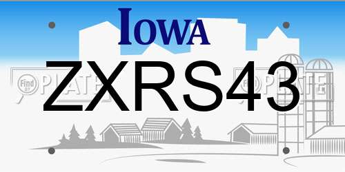 ZXRS43 Iowa License Plate