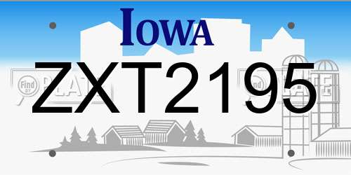 ZXT2195 Iowa License Plate