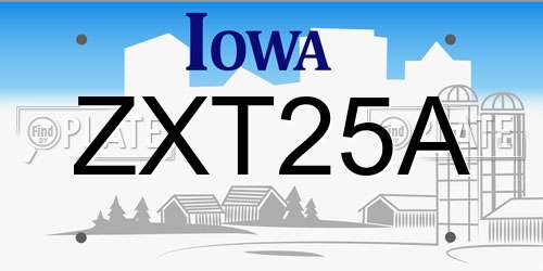 ZXT25A Iowa License Plate