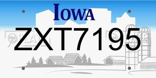 ZXT7195 Iowa License Plate