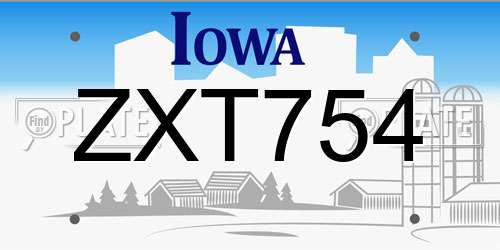 ZXT754 Iowa License Plate