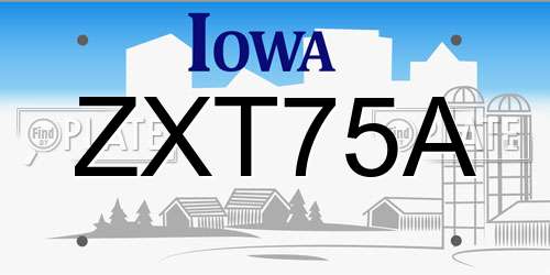 ZXT75A Iowa License Plate