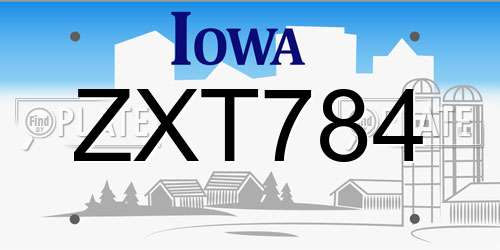 ZXT784 Iowa License Plate