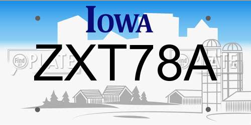 ZXT78A Iowa License Plate