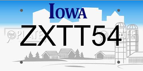 ZXTT54 Iowa License Plate