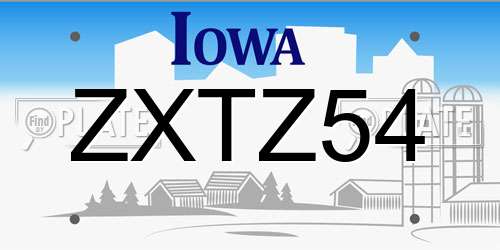 ZXTZ54 Iowa License Plate