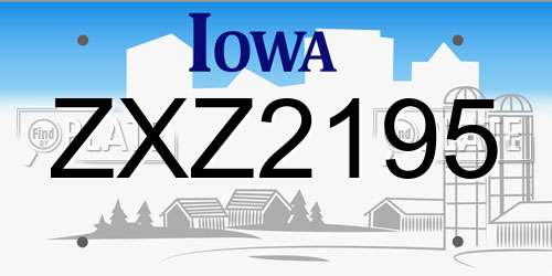 ZXZ2195 Iowa License Plate