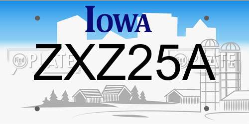 ZXZ25A Iowa License Plate