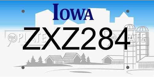 ZXZ284 Iowa License Plate