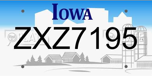 ZXZ7195 Iowa License Plate