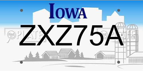 ZXZ75A Iowa License Plate