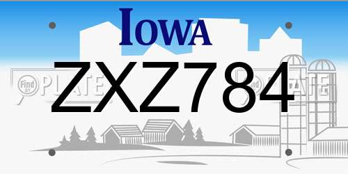 ZXZ784 Iowa License Plate