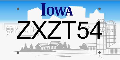 ZXZT54 Iowa License Plate