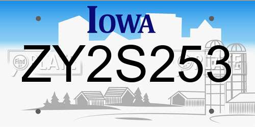 ZY2S253 Iowa License Plate