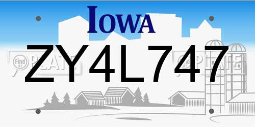 ZY4L747 Iowa License Plate