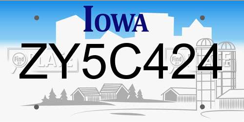 ZY5C424 Iowa License Plate
