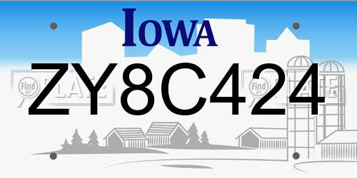 ZY8C424 Iowa License Plate