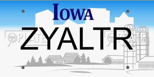 ZYALTR Iowa License Plate