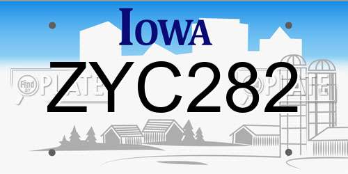 ZYC282 Iowa License Plate