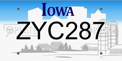 ZYC287 Iowa License Plate
