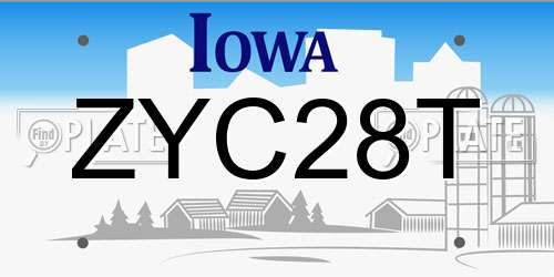 ZYC28T Iowa License Plate