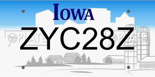 ZYC28Z Iowa License Plate