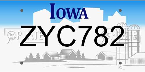 ZYC782 Iowa License Plate