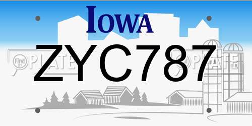 ZYC787 Iowa License Plate