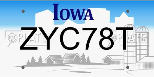 ZYC78T Iowa License Plate