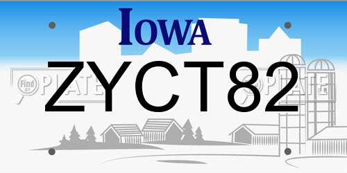 ZYCT82 Iowa License Plate