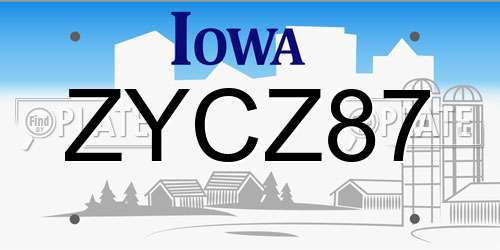 ZYCZ87 Iowa License Plate