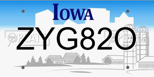 ZYG82O Iowa License Plate
