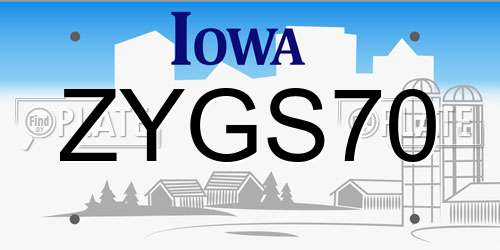 ZYGS70 Iowa License Plate