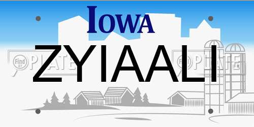ZYIAALI Iowa License Plate