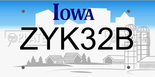 ZYK32B Iowa License Plate