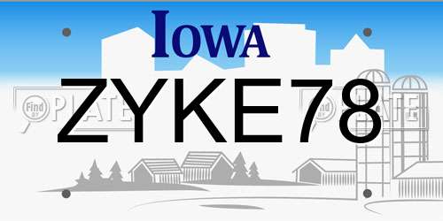 ZYKE78 Iowa License Plate