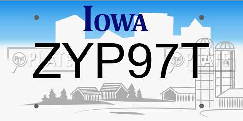 ZYP97T Iowa License Plate