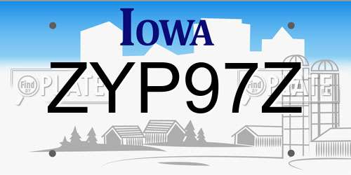 ZYP97Z Iowa License Plate