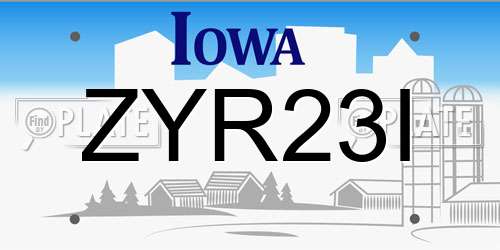 ZYR23I Iowa License Plate