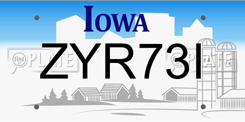 ZYR73I Iowa License Plate