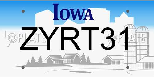 ZYRT31 Iowa License Plate