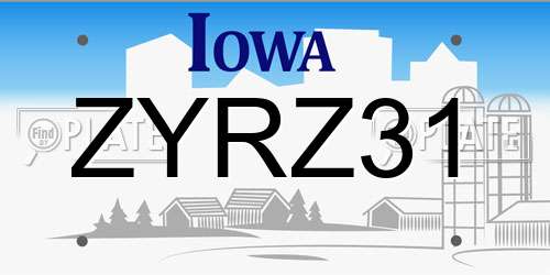 ZYRZ31 Iowa License Plate