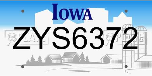 ZYS6372 Iowa License Plate