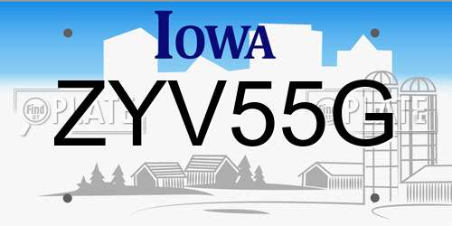 ZYV55G Iowa License Plate